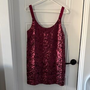 Theory Alegra Sparkling Burgundy Sequin Mini Dress
